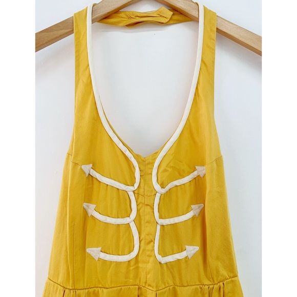 Anthropologie Floreat Gold Mustard Halter Dress Size 8 - Picture 3 of 7